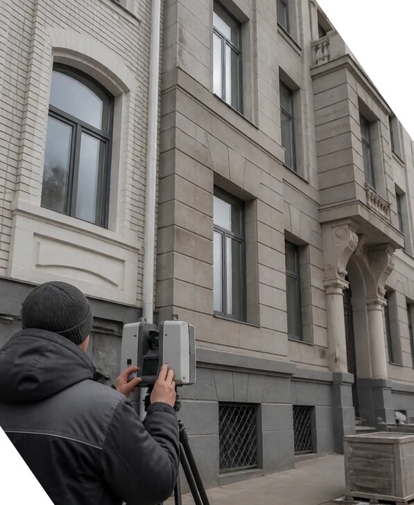 Лазерное сканирование фасадов зданий для обследования в Карасуке
